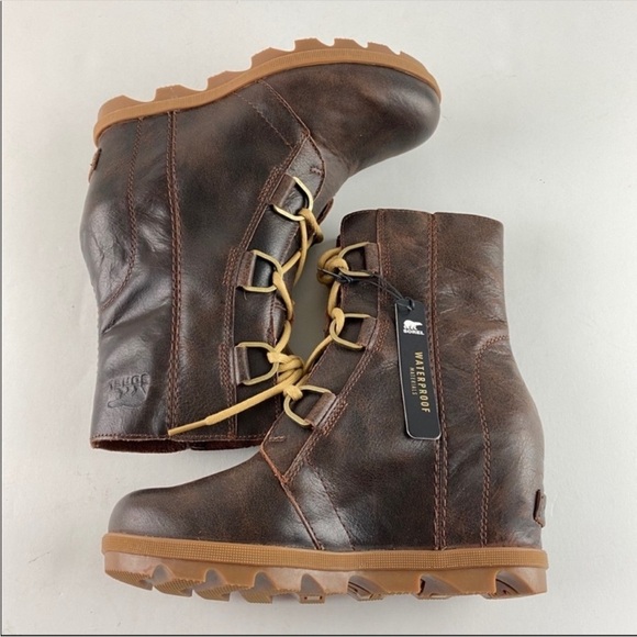 Sorel Joan Of Arctic Wedge II Leather Lace Up Boots in Burro Size 9.5 - Picture 7 of 10
